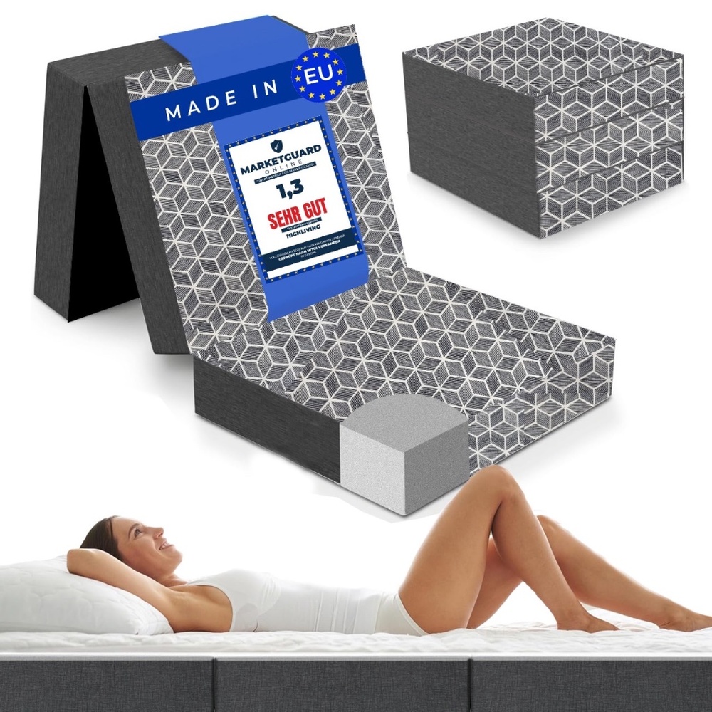 Tri Folding Mattress Single Size - 4 Inch Portable Tri-fold, Camping, College,